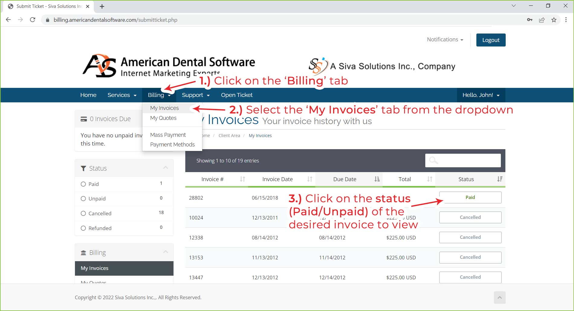 Checking invoices step 1